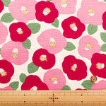 Cotton Shantung Print Fabric - Camellia - nomura tailor