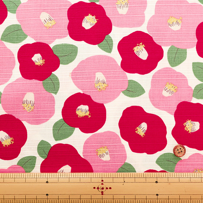 Cotton Shantung Print Fabric - Camellia - nomura tailor