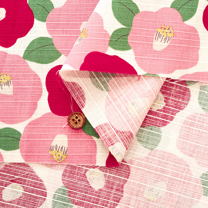 Cotton Shantung Print Fabric - Camellia - nomura tailor