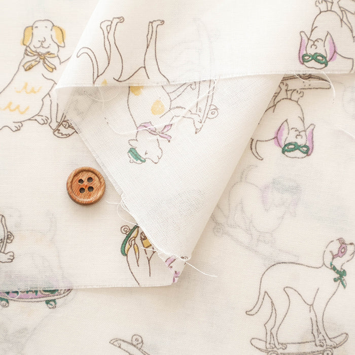 60” Cotton Lawn Fabric - Stylish Dog - nomura tailor