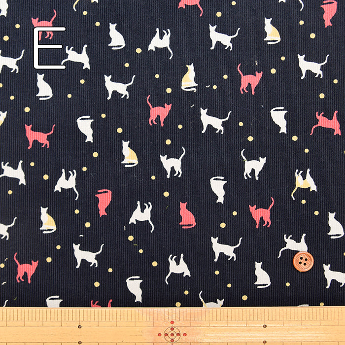 21W Cotton Corduroy Printed Fabric - Cat - nomura tailor
