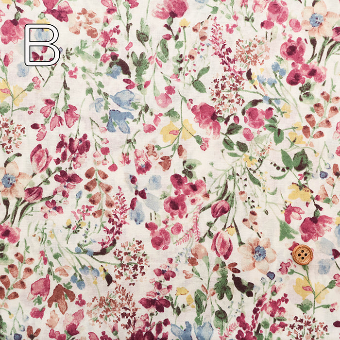 60"Cotton Lawn Fabric - Natural Flower - nomura tailor