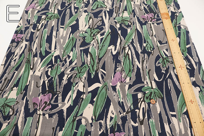 Cotton Fine Corduroy Print Fabric - Art Flower - nomura tailor