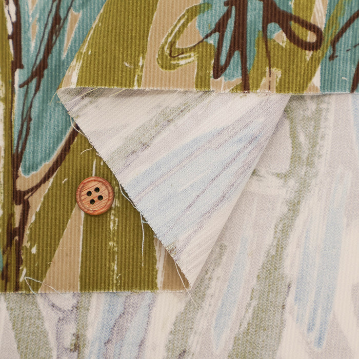 Cotton Fine Corduroy Print Fabric - Art Flower - nomura tailor
