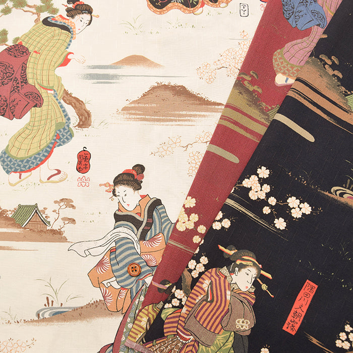 C/R Dobby Print Fabric - Utagawa Kuniyoshi “Morning Mist over Sumida River” - nomura tailor