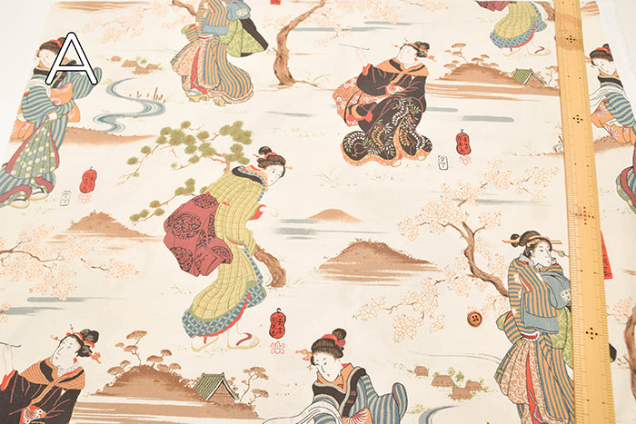 C/R Dobby Print Fabric - Utagawa Kuniyoshi “Morning Mist over Sumida River” - nomura tailor