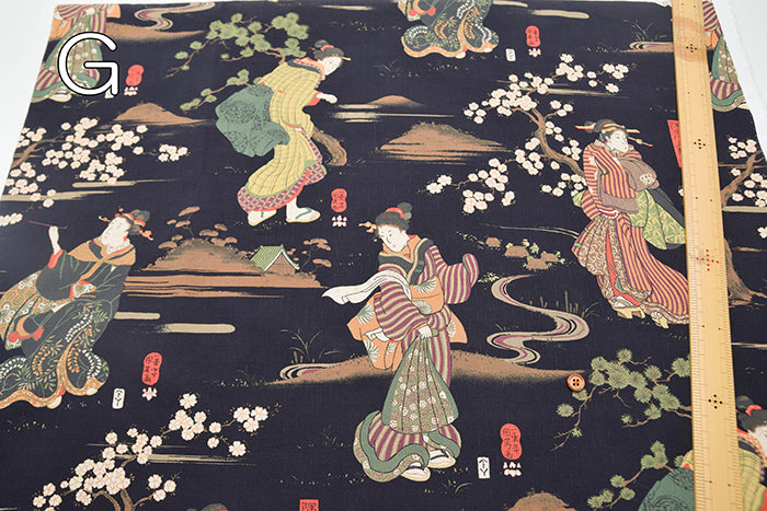 C/R Dobby Print Fabric - Utagawa Kuniyoshi “Morning Mist over Sumida River” - nomura tailor