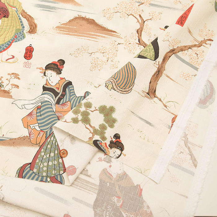 C/R Dobby Print Fabric - Utagawa Kuniyoshi “Morning Mist over Sumida River” - nomura tailor