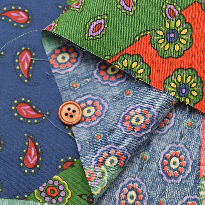 Cotton Broadcloth Fabric - Paisley Patchwork - nomura tailor