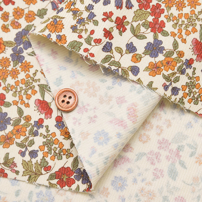 21W Cotton Corduroy Printed Fabric - Mini Flower - nomura tailor
