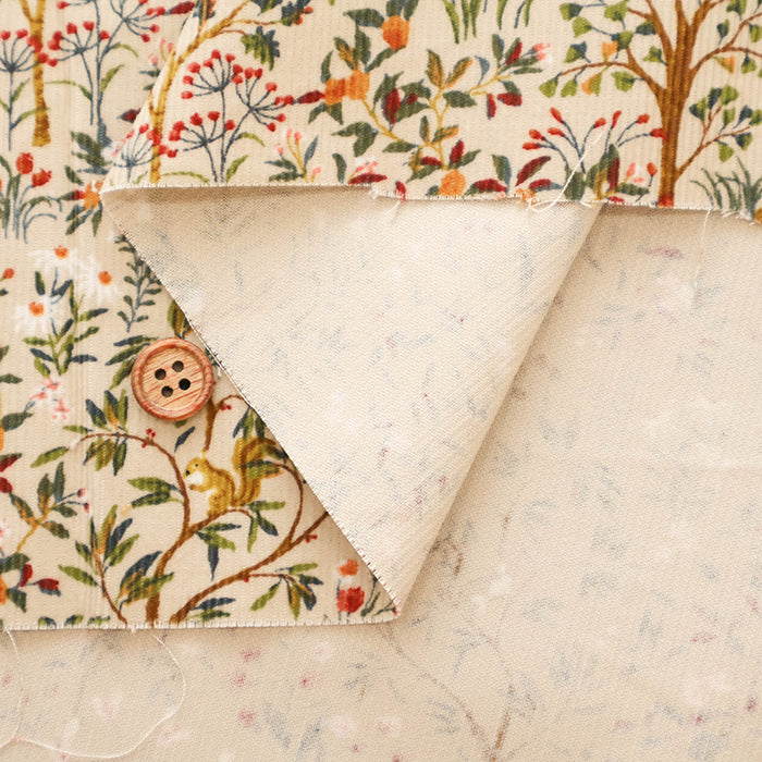 Cotton Fine Corduroy Print Fabric - Forest and Animals - nomura tailor