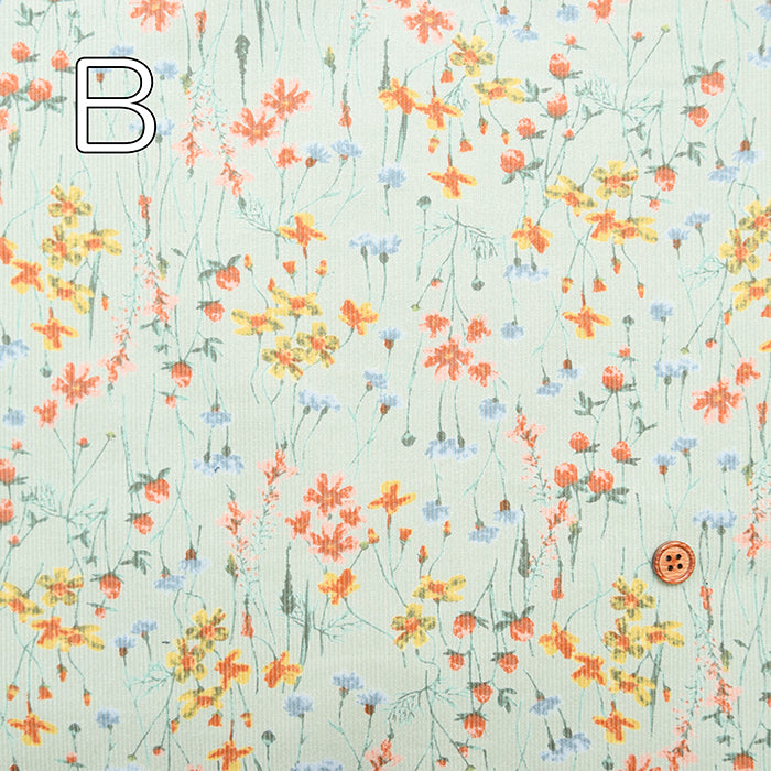 21W Cotton Corduroy Print Fabric - Flowers - nomura tailor