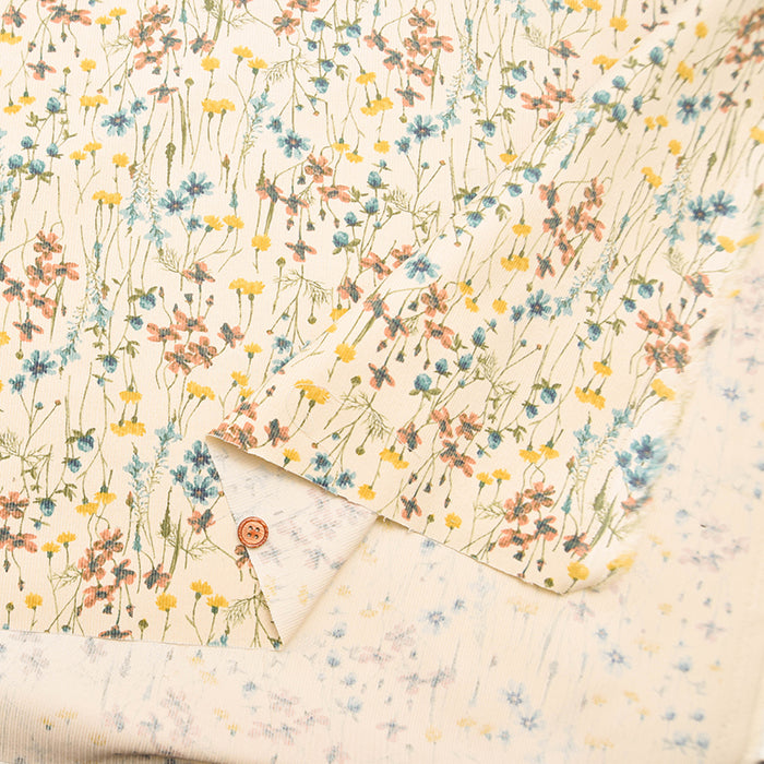 21W Cotton Corduroy Print Fabric - Flowers - nomura tailor