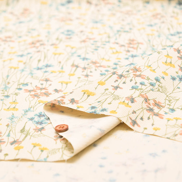 21W Cotton Corduroy Print Fabric - Flowers - nomura tailor
