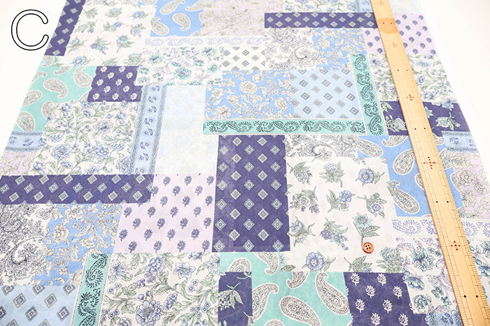 Cotton 80 Chiffon Voile Print Fabric - Patchwork - nomura tailor