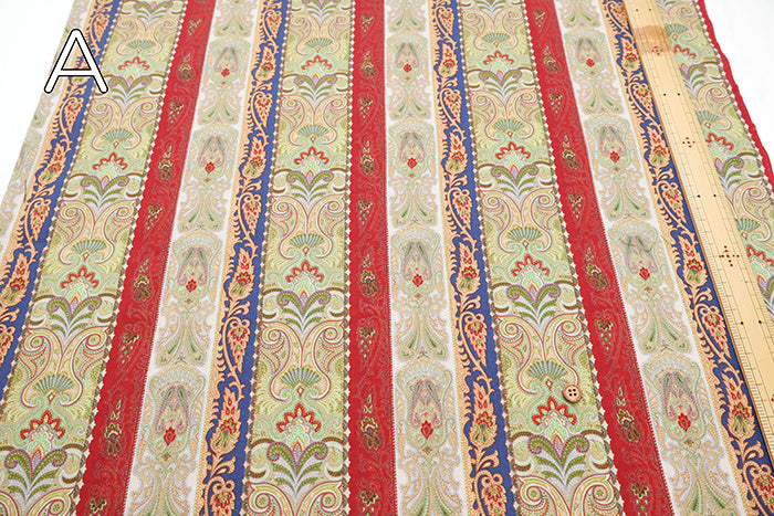 Cotton 60 Lawn Fabric - Stripe Paisley - nomura tailor