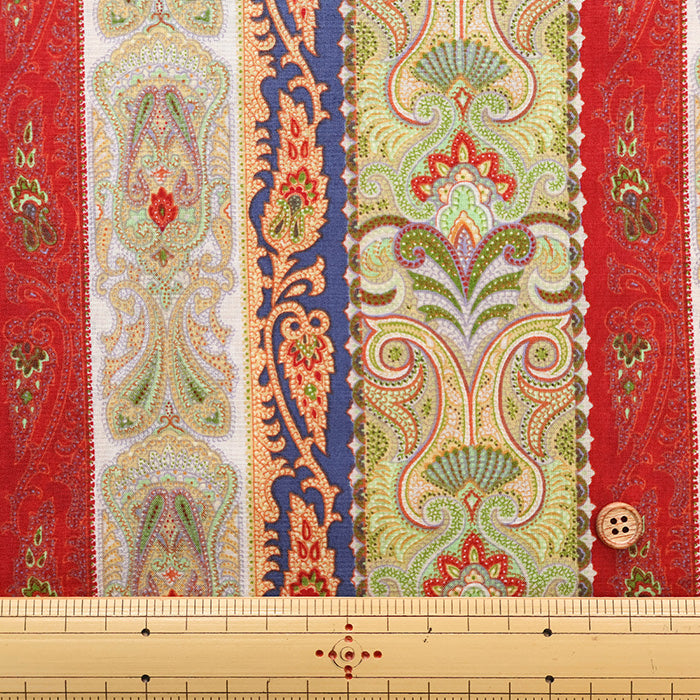 Cotton 60 Lawn Fabric - Stripe Paisley - nomura tailor