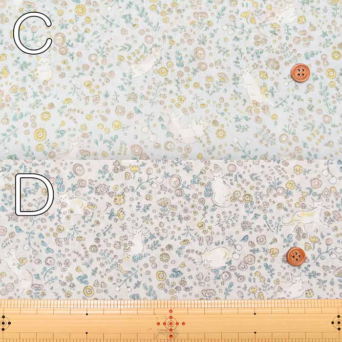 Nylon Oxford  Fabric - Fabric shop in Wheat Forest - Flower garden and Cat - nomura tailor