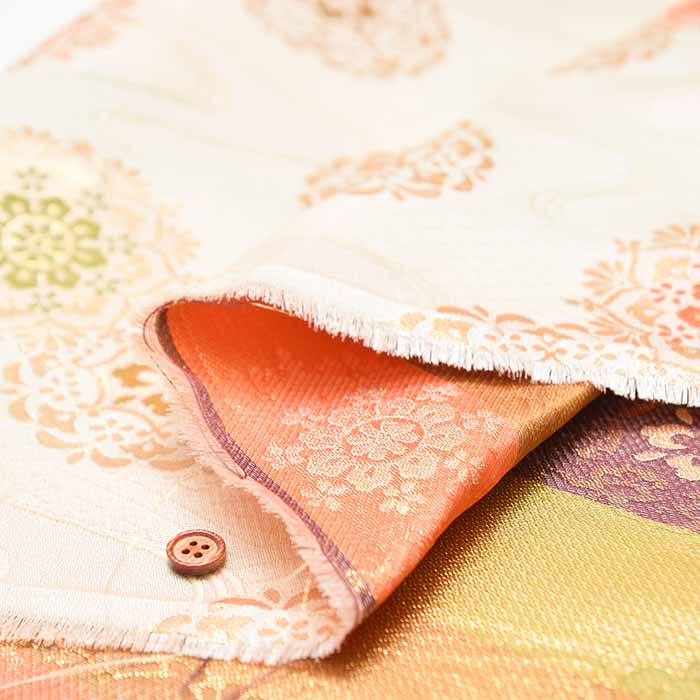 Gold Brocade (Kinran) - Flowing water with flowers - nomura tailor
