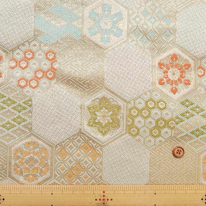 Gold Brocade (Kinran) - Turtle Shell Pattern and Auspicious Motifs - nomura tailor