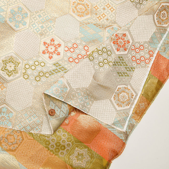 Gold Brocade (Kinran) - Turtle Shell Pattern and Auspicious Motifs - nomura tailor