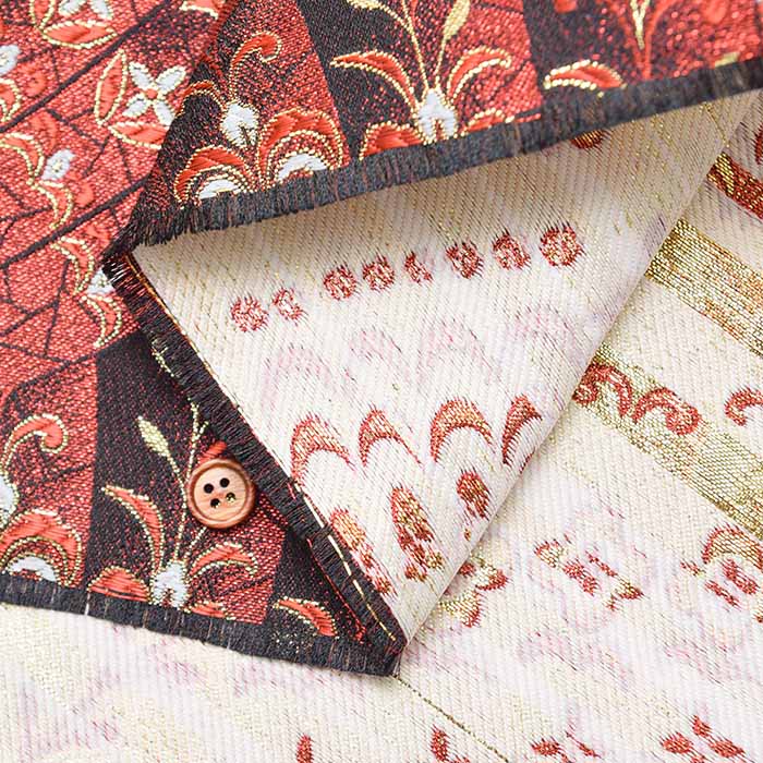 Gold Brocade (Kinran) - Radiant Noshi pattern with floral motifs - nomura tailor
