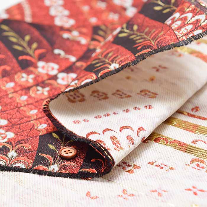 Gold Brocade (Kinran) - Radiant Noshi pattern with floral motifs - nomura tailor