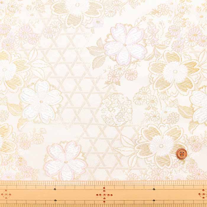 Gold Brocade (Kinran) - Basket weave with flowers - nomura tailor