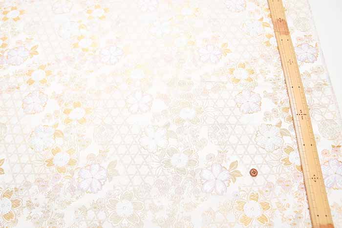 Gold Brocade (Kinran) - Basket weave with flowers - nomura tailor