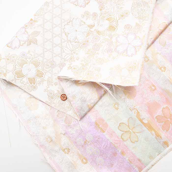Gold Brocade (Kinran) - Basket weave with flowers - nomura tailor