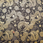Gold Brocade (Kinran) -  Turtle Shell Pattern with phoenix - nomura tailor