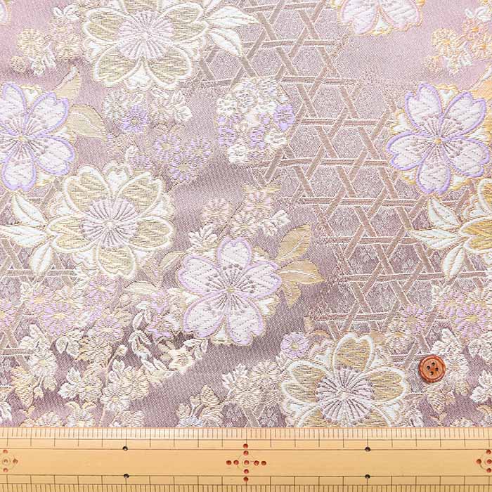 Gold Brocade (Kinran) - Basket weave with flowers - nomura tailor