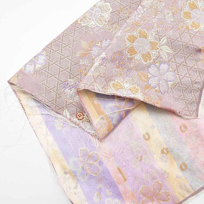 Gold Brocade (Kinran) - Basket weave with flowers - nomura tailor