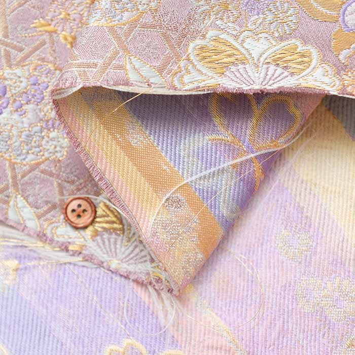 Gold Brocade (Kinran) - Basket weave with flowers - nomura tailor