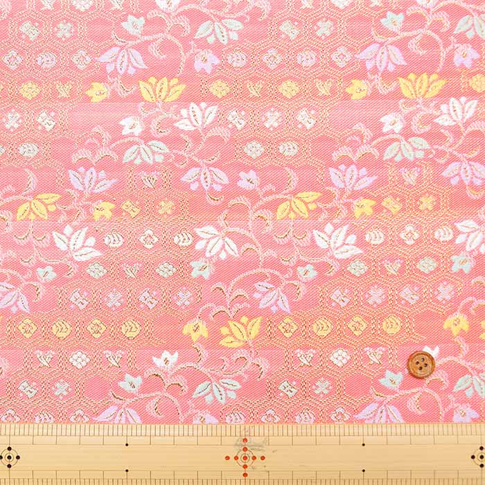 Gold Brocade (Kinran) - Turtle Shell Pattern and flowers - nomura tailor
