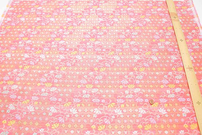 Gold Brocade (Kinran) - Turtle Shell Pattern and flowers - nomura tailor