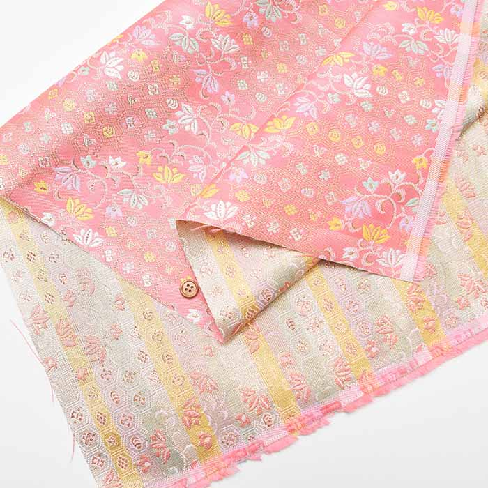 Gold Brocade (Kinran) - Turtle Shell Pattern and flowers - nomura tailor