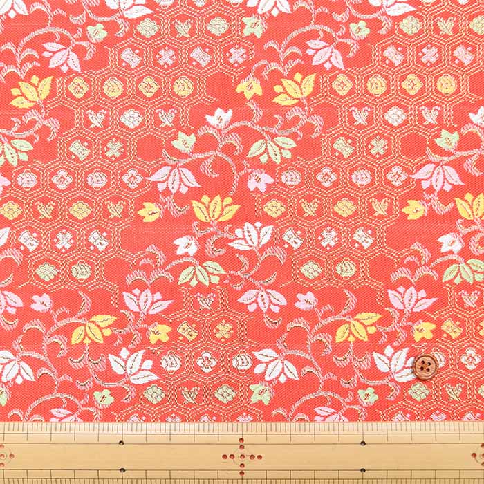 Gold Brocade (Kinran) - Turtle Shell Pattern and flowers - nomura tailor
