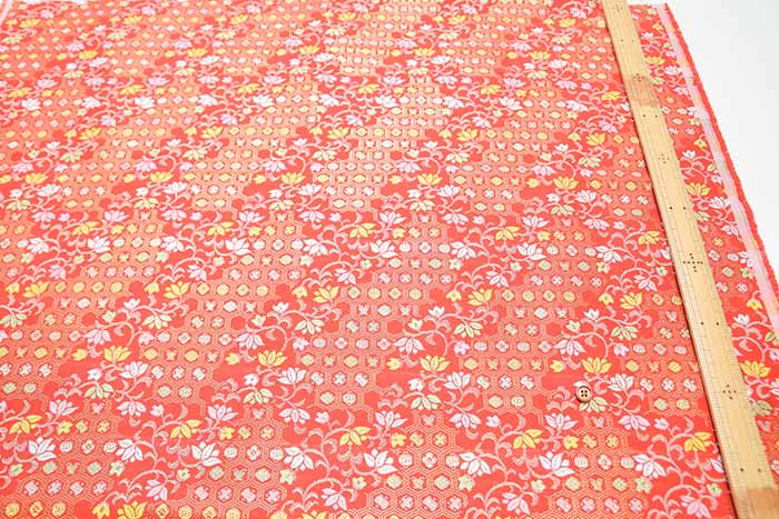 Gold Brocade (Kinran) - Turtle Shell Pattern and flowers - nomura tailor