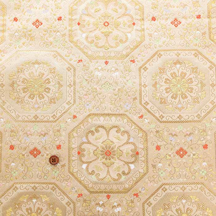 Gold Brocade (Kinran) Fabric - Floral crest pattern