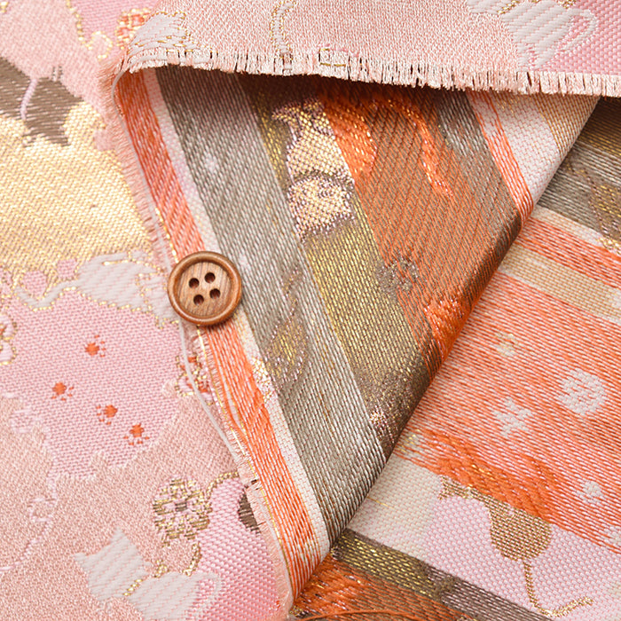 Gold Brocade (Kinran) - Cat and Snowflake Wheel - nomura tailor