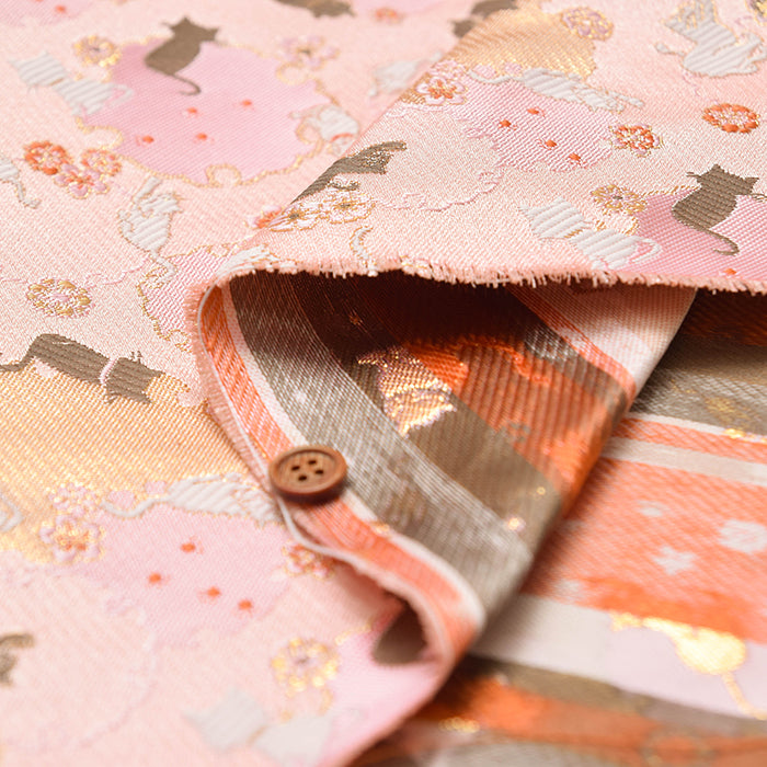 Gold Brocade (Kinran) - Cat and Snowflake Wheel - nomura tailor