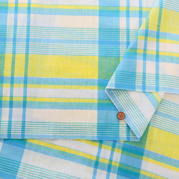 Made in India Cotton Yarn-dyed Madras Check Fabric - nomura tailor