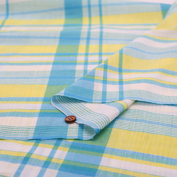 Made in India Cotton Yarn-dyed Madras Check Fabric - nomura tailor
