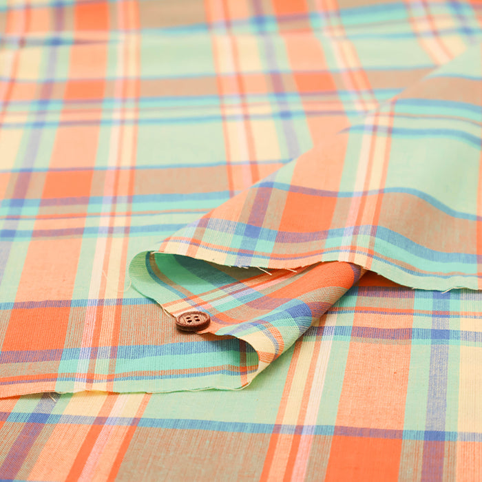 Made in India Cotton Yarn-dyed Madras Check Fabric - nomura tailor