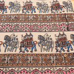 Made in India Cotton Kalamkari Printed Fabric - Elephant - nomura tailor