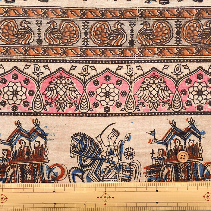 Made in India Cotton Kalamkari Printed Fabric - Elephant - nomura tailor