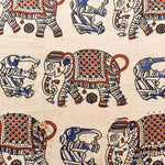Made in India Cotton Kalamkari Printed Fabric - Elephant - nomura tailor