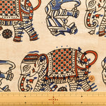 Made in India Cotton Kalamkari Printed Fabric - Elephant - nomura tailor