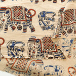 Made in India Cotton Kalamkari Printed Fabric - Elephant - nomura tailor